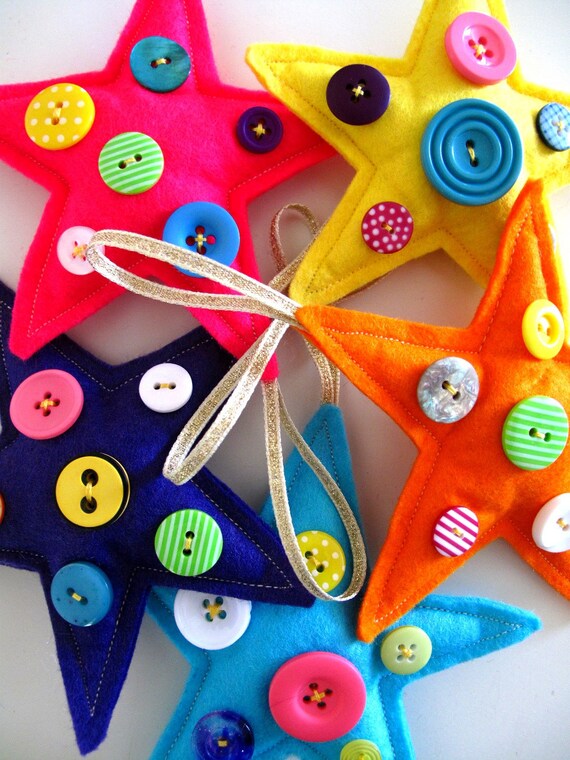 Items similar to Christmas Star Button decorations in a 5 pack of