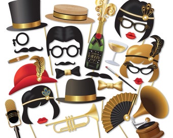 Gatsby photo booth props PRINTABLE PDF. Great Gatsby party