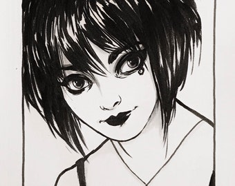 Original Ink Drawing "Peachy Keen" by Amy Abshier