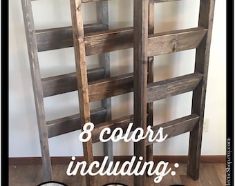 Blanket ladder | Rustic wooden farmhouse quilt ladder 5' | Distressed towel rack ladder | Decorative country decor furniture | Nursery decor