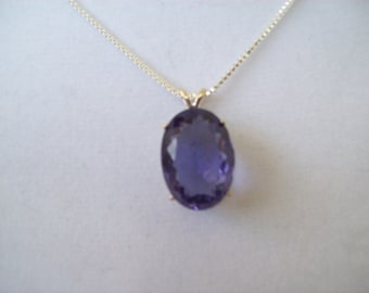 Created Amethyst Pendant in Sterling Silver