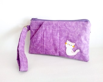 Purple wristlet, iPhone wallet, iPhone wristlet, iPhone 6s plus pouch, zipper wallet, cat wristlet, clutch purse, cat wristlet, sales
