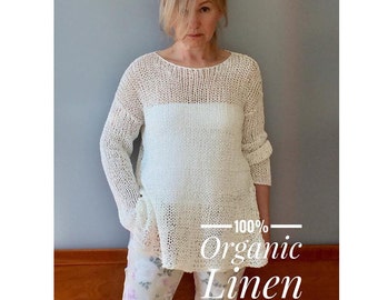 Linen sweater, Knit linen sweater, Oversized linen sweater,Natural linen sweater,Boho linen sweater,Natural fibers,Organic sweater,JPalKnits