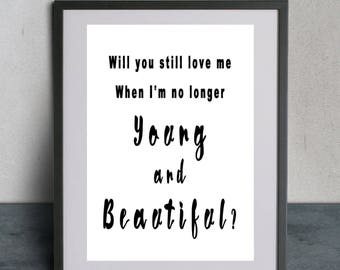 Printables, Song Lyrics, Lana del Rey, Prints, Lana del Rey Print, Romantic Lyrics, Romantic Lyric Print, Valentines Gift, Relationship Gift