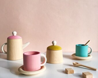 Wood Tea set | Toy Tea set | Wooden Tea Set | Wooden food play set | Waldorfl tea set | Kitchen play set | Pretend play