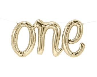 ONE Balloons, 30", White Gold, Script, ONE Letter Balloons, One Banner, White Gold, Garland, One Banner, Birthday, Photo