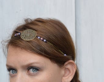 headband retro vintage "Enora" composed of Czech glass beads