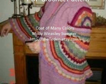 PDF Coat of Many Colors (Molly Weasley Sweater) Crochet Pattern for complete sweater All Crochet INTERMEDIATE Level