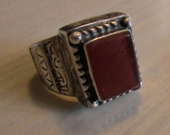 Sterling Silver and Carnelian Ring Size 8