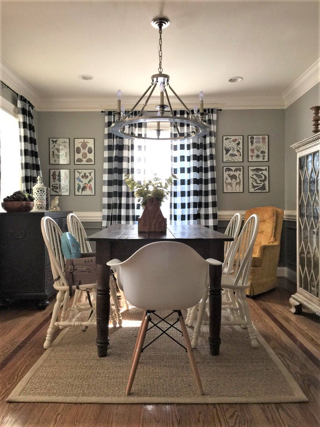 Black and White Buffalo Check Curtains Rod Pocket Optional