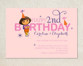 Dora birthday party invitations