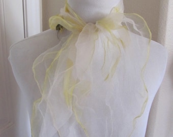 White Yellow Sheer Nylon Scarf Square - Affordable Scarves!!! Why Pay More! (18E)
