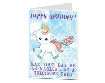 Unicorn Card. Unicorn Birthday Card. Funny Unicorn Card. Unicorn Card For Her Friend Daughter. Unicorn Gift
