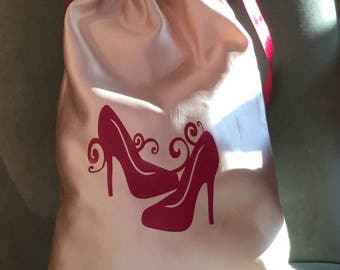 Travel Shoe Bag, Satin Shoe Bag, Bridesmaid Gift, Bridal Shower Gift