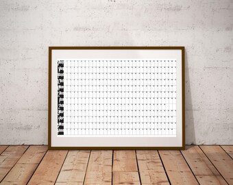 Perpetual Financial Year Large Calendar PRINTABLE Undated Wall Business Planner A1 Family Calendar Organizer Yearly calendar Goals Planner