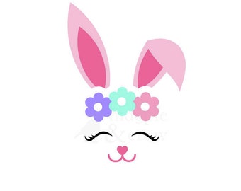 Cute Bunny Face SVG, Bunny Svg, Bunny Clip Art, Bunny Face SVG, Bunny Head SVG, Cricut, Silhouette Cut File, Rabbit svg, easter bunny svg