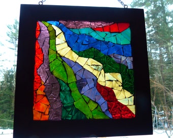 Stained Glass Mosaic Window Art- “Fluidity”