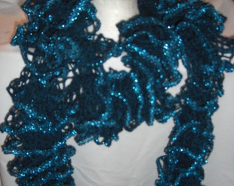 Handmade Knit Ruffle Scarf appr 4 x 64