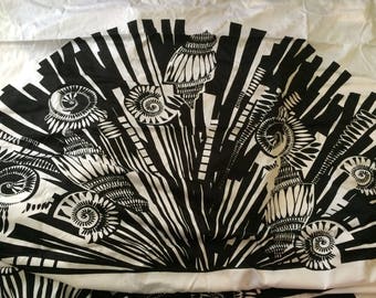 Black and white silk cotton fabric