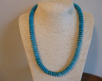 Turquoise Heishi Bead And Silver Native American Navajo Southwestern Necklace, BOHO, Handmade,