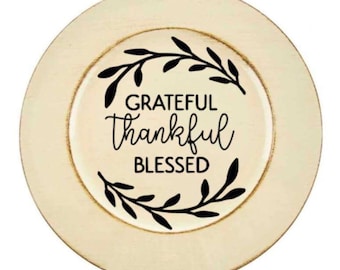 CUSTOM holiday, thanksgiving, give thanks decorative charger