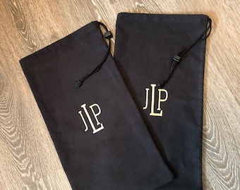 FLANNEL MONOGRAMMED SHOE bags / Men's gift / monogrammed gift /women's gift/Women's shoe bags, shoe bags for travel