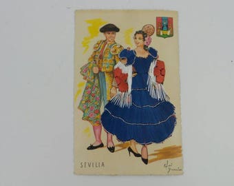 Spanish Embroidered Postcard, unused!!