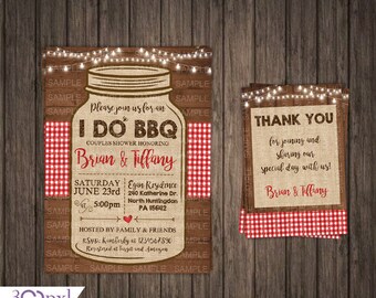 I DO BBQ Rustic Mason Jar Invitation IDO Barbecue Engagement Party Couples Engagement Invite Printable or Printed Rustic Wedding Rehearsal