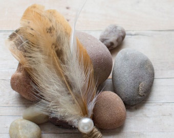 Rustic Feather Boutonniere