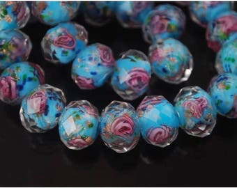 12 mm lampwork Glass Rondelle bead 10 pcs