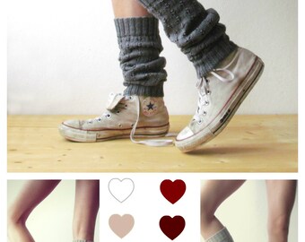 Grey Leg warmers / Boot cuff / grey boot socks / Urban clothing / Knit leg warmers / lace boot cuff/Choose your color