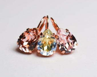 Rose gold drop earrings, rose gold earrings, dangle earrings, gold dangle earrings