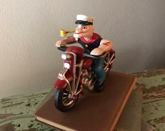 Hubley Cast Iron Popeye on Motorcycle