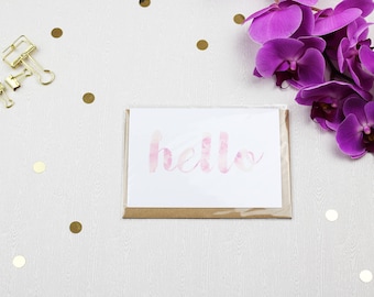 Floral Hello Greeting Card with Envelope