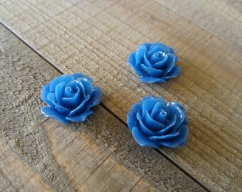 Flower Cabochons Resin Flowers Blue Flower Cabochons Flower Flat Backs Resin Cabochons Flat Back Flowers Rose Cabochons 18mm Cabochons 18mm