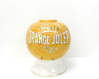 Early 1900s Howel's Orange Julep Soda Syrup Dispenser Bowl...Porcelain Rare Collectible...Soda Syrup Fountain Dispenser..Orange & White