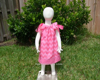 Hot Pink Tonal Chevron Pillowcase Dress