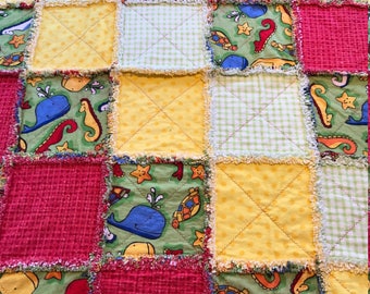 Sea Animal Primary Colors Rag Quilt