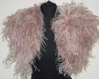 Vintage Blush - 1920's style OPULENT OSTRICH FEATHER Wrap Shrug Bolero Cape - in Vintage Blush, Ivory or Black