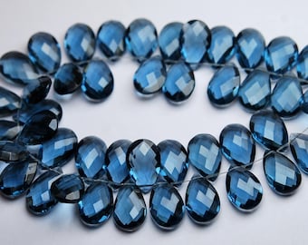 6 Pcs,Finest Quality,London Blue Quartz Faceted Pear Shape Briolettes,10x20mm size,
