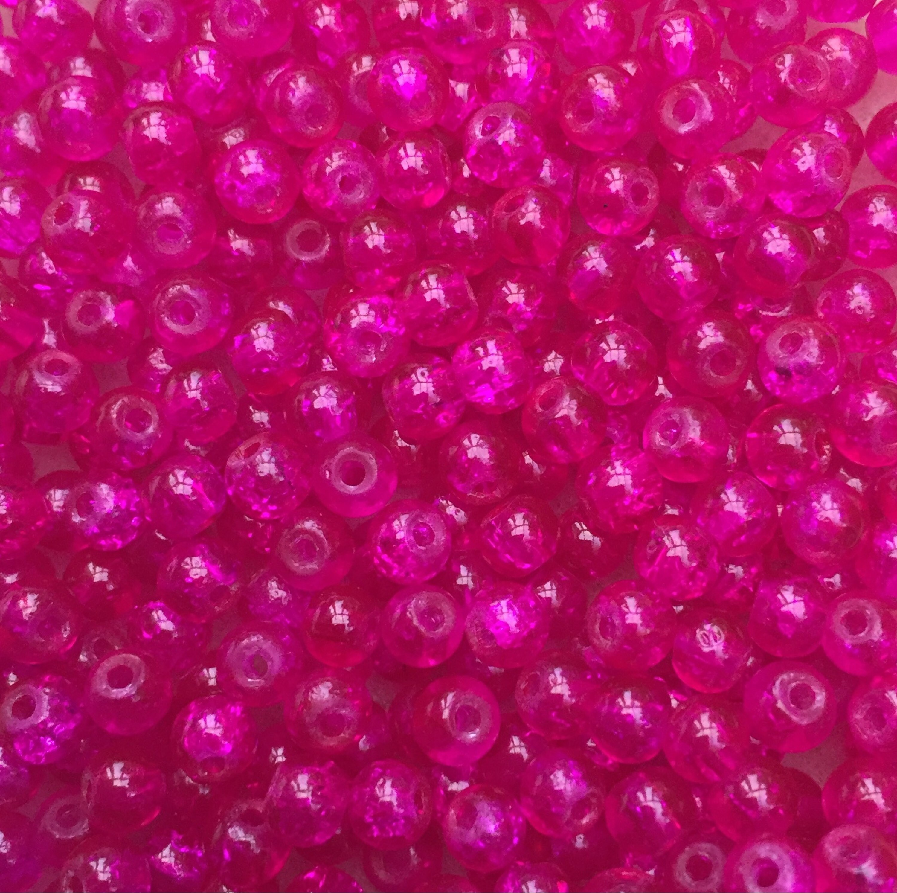 50 x bright pink crackle glass 4mm beads from beautyandthebeadz on Etsy