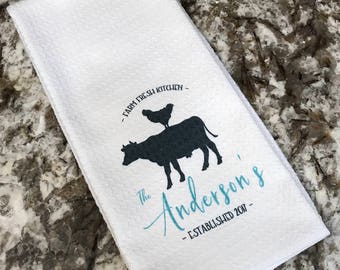 Personalized Kitchen Towels, Dish Towel, Tea, Towel, Farm Kitchen Decor, Hand Towel, Hostess Gift, Housewarming Gift, Decorative Towel