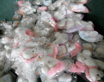 Vintage NOS 80s Tiny Unicorn Clip On Plush Carnival Circus Zoo Prize Gift New Old Stock Magic Fantasy Mythical Girl