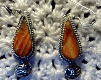 Orange Spiny Oyster with Bear Claws Earrings