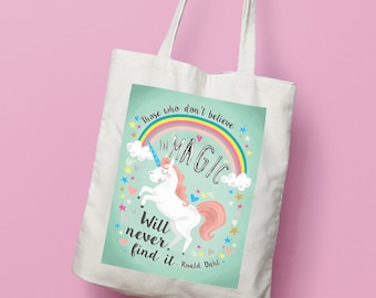 Roald Dahl 'Magic' Quote Tote Bag