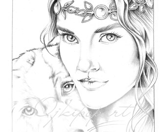 Slavic Beauty 1. Printable coloring page.