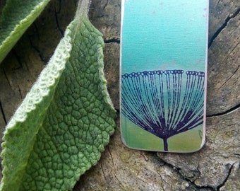 Hedgerow pendant, seedhead, anodised aluminium and glass pendant