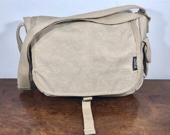 Tan Canvas Messenger Bag, Padded Laptop Bag, Shoulder Bag