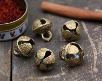Nepali Jingle: Brass Bells with Clapper, Nepal, 17x20mm, Festive Holiday Decor, Craft orJewelry Making Supplies, Christmas Bells, 5 pieces