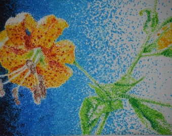 Ombre Lily Original Pastel Drawing